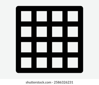 16 Square Grid Table Outline Row Repeating Pattern Grill Collumn Spreadsheet Icon Black White Symbol Sign Graphic Illustration Vector