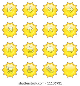 16 star buttons part 3: up, down, left, right, diagonal, back up, back, arrows, clouds, shopping card, wheelchair, attachment, blank. More in my portfolio.
