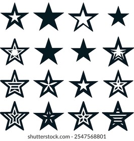 Icono De 16 Estrellas En Estilo De Vector Y Completamente Editable .