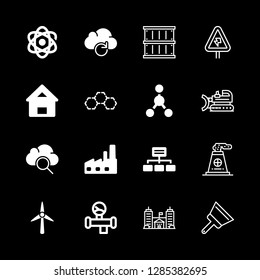 16 structure icons with building and garage in this set