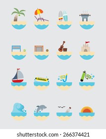 16 Summer activities icons color