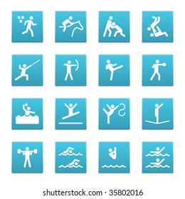 16 summer sport icons, set 2 of 3. You'll find the other two sets with more summer sports in my portfolio.