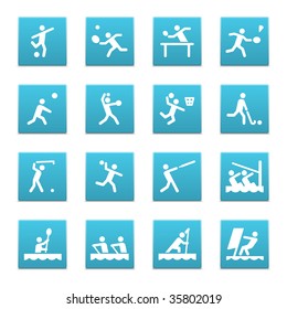 16 summer sport icons, set 2 of 3. You'll find the other two sets with more summer sports in my portfolio.