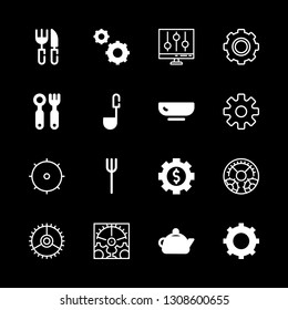 16 tableware icons with fork and cutlery in this set