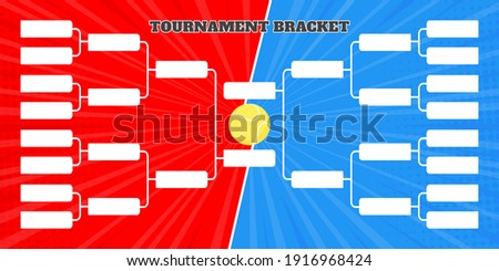 16 team tournament bracket championship template flat style design vector illustration isolated on white background. Championship bracket schedule for tennis game.