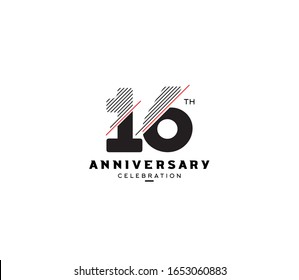 16 th anniversary or birthday celebration design template Vector.
