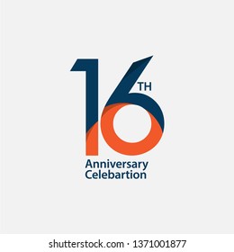 16 th Anniversary Celebration Vector Template Design Illustration