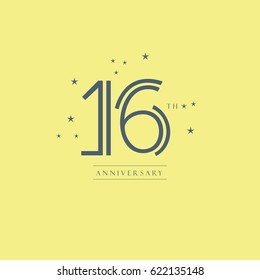 16 th anniversary logo design vector element