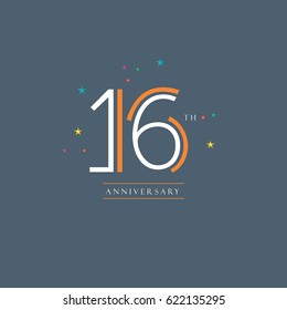 16 th anniversary logo design vector element