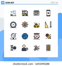 16 Thematic Vector Flat Color Filled Lines and Editable Symbols of e; commerce; gym; and; payment Editable Creative Vector Design Elements