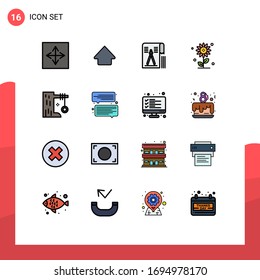 16 Thematic Vector Flat Color Filled Lines and Editable Symbols of holiday; nature; compass; floral; file Editable Creative Vector Design Elements