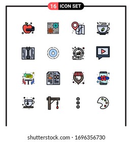 16 Thematic Vector Flat Color Filled Lines and Editable Symbols of fix; food; profit; fast food; tea Editable Creative Vector Design Elements