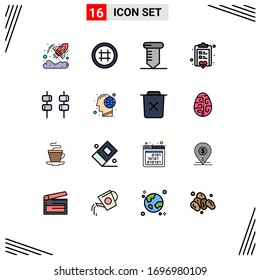 16 Thematic Vector Flat Color Filled Lines and Editable Symbols of sweet; food; repair; love; checklist Editable Creative Vector Design Elements
