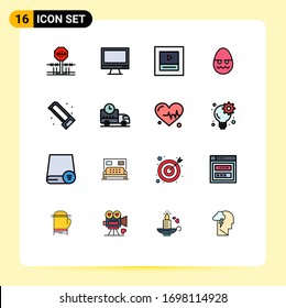 16 Thematic Vector Flat Color Filled Lines and Editable Symbols of mechanical; easter; imac; decoration; wireframe Editable Creative Vector Design Elements