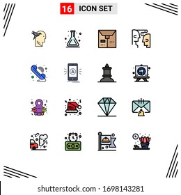 16 Thematic Vector Flat Color Filled Lines and Editable Symbols of phone; call; commerce; interaction; communication Editable Creative Vector Design Elements