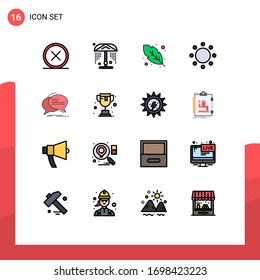16 Flat Color Filled Lines and Editable Symbols of communication; Thematische Vektorillustration: Luftblase; Kalligraphie; Symbole; Zeichenbearbeitbare Design-Elemente für kreative Vektorillustration