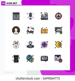16 Thematic Vector Flat Color Filled Lines and Editable Symbols of valentine; product; city; crosshair; expansion Editable Creative Vector Design Elements