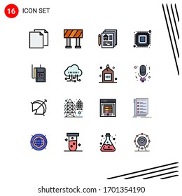 16 Thematic Vector Flat Color Filled Lines and Editable Symbols of studio; film; home; hardware; device Editable Creative Vector Design Elements