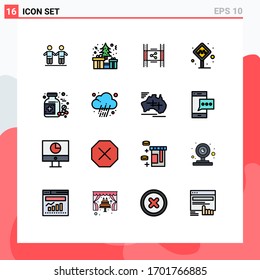 16 Líneas llenas de color plano vectorial y símbolos editables de la parada de taxis; estante; distribución; cabina; compartir elementos editables de diseño de vectores creativos