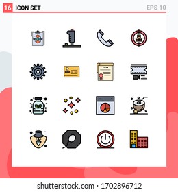 16 Thematic Vector Flat Color Filled Lines and Editable Symbols of target; crosshair; device; buy; phone Editable Creative Vector Design Elements