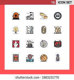 16 Líneas llenas de color plano vectorial temático y símbolos editables de creatividad; chat; carpeta; negocio; copiar elementos editables de diseño de vectores creativos