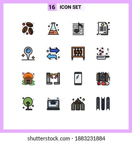 16 Thematic Vector Flat Color Filled Lines and Editable Symbols of marker; map; audio; deal; contract Editable Creative Vector Design Elements