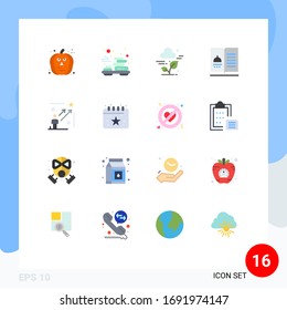 16 Thematic Vector Flat Colors and Editable Symbols of user; recipes; plant; menu; cookbook Editable Pack of Creative Vector Design Elements