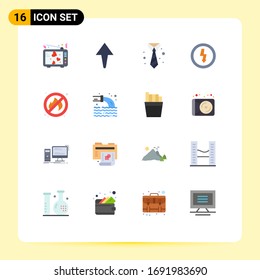 16 Thematic Vector Flat Colors and Editable Symbols of place; fire; suit; power; devices Editable Pack of Creative Vector Design Elements