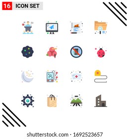 16 Thematic Vector Flat Colors and Editable Symbols of file; document; mail; data; paper Editable Pack of Creative Vector Design Elements