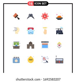 16 Thematic Vector Flat Colors and Editable Symbols of mind; kanji; men; india; setting Editable Pack of Creative Vector Design Elements
