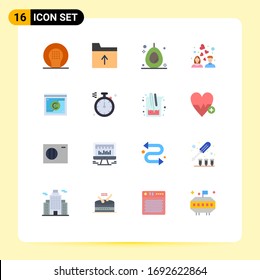 16 Thematic Vector Flat Colors and Editable Symbols of digital; business; avocado; heart love; love Editable Pack of Creative Vector Design Elements