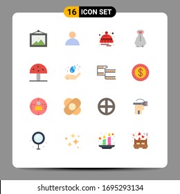 16 Flat Colors und Editable Symbole für pflanzliche Vektorillustrationen; Pilz; Winter; Lebensmittel; regnerisch bearbeitbares Paket kreativer Vektorillustration-Design-Elemente