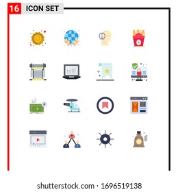 16 Thematic Vector Flat Colors and Editable Symbols of cooler; usa; wait; food; fries Editable Pack of Creative Vector Design Elements