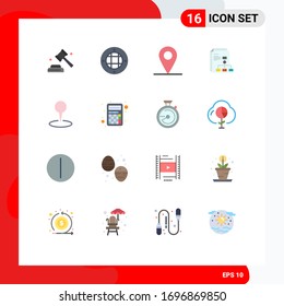 16 Thematic Vector Flat Colors and Editable Symbols of pin; map; location; location; invoice Editable Pack of Creative Vector Design Elements