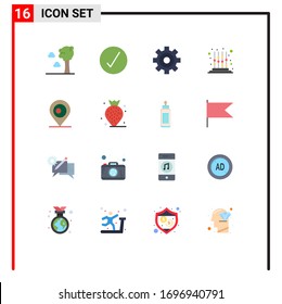 16 Thematic Vector Flat Colors and Editable Symbols of beach; berry; kids; bangladash; location Editable Pack of Creative Vector Design Elements