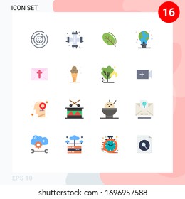 16 Thematic Vector Flat Colors and Editable Symbols of earth; light; system; green; spring Editable Pack of Creative Vector Design Elements