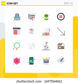 16 Colores planos vectoriales temáticos y símbolos editables de derecha; comunicación; carpeta; usuario; paquete editable de interfaz de elementos de diseño de vectores creativos