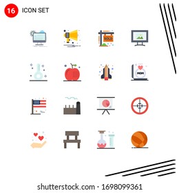 16 Colores planos vectoriales temáticos y símbolos editables de fitness; foto; notificación; pantalla; paquete editable de ingresos de elementos de diseño de vectores creativos