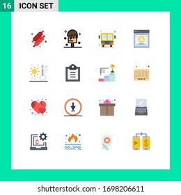16 Thematic Vector Flat Colors and Editable Symbols of weather; summer; public transport; hot; split testing Editable Pack of Creative Vector Design Elements