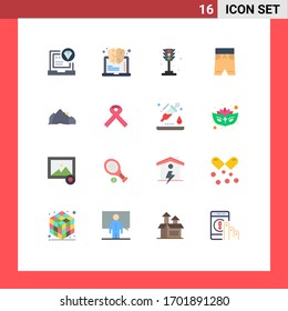 16 Thematic Vector Flat Colors and Editable Symbols of hill; short; think; clothing; light Editable Pack of Creative Vector Design Elements