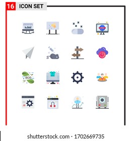 16 Thematic Vector Flat Colors and Editable Symbols of plane; tv; pencil; television; news Editable Pack of Creative Vector Design Elements