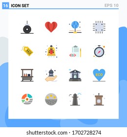 16 Thematic Vector Flat Colors and Editable Symbols of tag; ecommerce; internet; hardware; devices Editable Pack of Creative Vector Design Elements