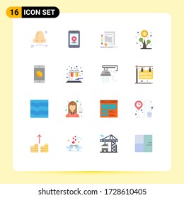 16 Thematic Vector Flat Colors and Editable Symbols of disabled application; growth; business; flower; document Editable Pack of Creative Vector Design Elements