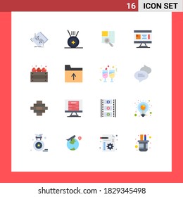 16 Thematic Vector Flat Colors and Editable Symbols of apples; planning; text; design; blueprint Editable Pack of Creative Vector Design Elements