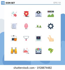 16 Thematic Vector Flat Colors and Editable Symbols of document; website; communication; graph; inbox Editable Pack of Creative Vector Design Elements