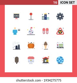 16 Thematic Vector Flat Colors and Editable Symbols of envelope; avatar; win; multimedia; media Editable Pack of Creative Vector Design Elements