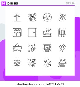 16 Thematic Vector Outlines and Editable Symbols of multimedia; cinema; emojis; webcam; computer Editable Vector Design Elements