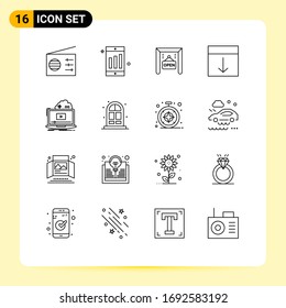 16 Thematic Vector Outlines and Editable Symbols of streaming; game; shop; cloud; layout Editable Vector Design Elements