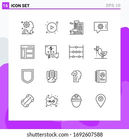16 Thematic Vector Outlines and Editable Symbols of left; communication; office; chat support; chat preferences Editable Vector Design Elements