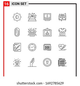 16 Thematic Vector Outlines and Editable Symbols of case; brief; business; bag; office Editable Vector Design Elements